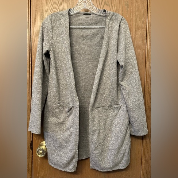 NAU Women’s Open Front Cardigan 60% Organic Cotton Gray With Pockets Size XS - Picture 1 of 9